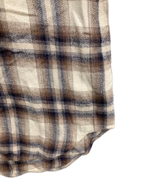6(ROKU) BEAUTY&YOUTH（ロク ビューティーアンドユース）6(ROKU) BEAUTY&YOUTH (ロク ビューティーアンドユース) CHECK BAND COLLAR SHIRT ブラウン サイズ:Fの古着・服飾アイテム