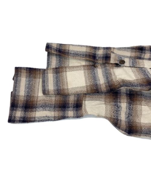 6(ROKU) BEAUTY&YOUTH（ロク ビューティーアンドユース）6(ROKU) BEAUTY&YOUTH (ロク ビューティーアンドユース) CHECK BAND COLLAR SHIRT ブラウン サイズ:Fの古着・服飾アイテム