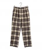 6(ROKU) BEAUTY&YOUTHロク ビューティーアンドユース）の古着「CHECK TUCK PANTS」｜ブラウン