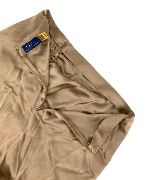POLO RALPH LAUREN（ポロ・ラルフローレン）POLO RALPH LAUREN (ポロ・ラルフローレン) RUCHED TIE DETAIL SATIN SKIRT ゴールド サイズ:2の古着・服飾アイテム