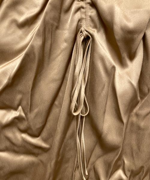 POLO RALPH LAUREN（ポロ・ラルフローレン）POLO RALPH LAUREN (ポロ・ラルフローレン) RUCHED TIE DETAIL SATIN SKIRT ゴールド サイズ:2の古着・服飾アイテム