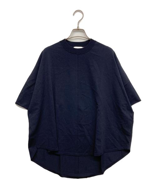 icB（アイシービー）icB (アイシービー) VIS/NYハイゲージ5分袖プルオーバー / ウォッシャブル ネイビー サイズ:XSの古着・服飾アイテム