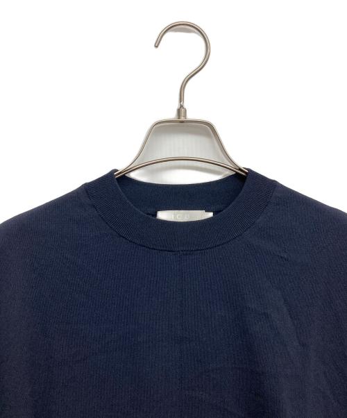 icB（アイシービー）icB (アイシービー) VIS/NYハイゲージ5分袖プルオーバー / ウォッシャブル ネイビー サイズ:XSの古着・服飾アイテム