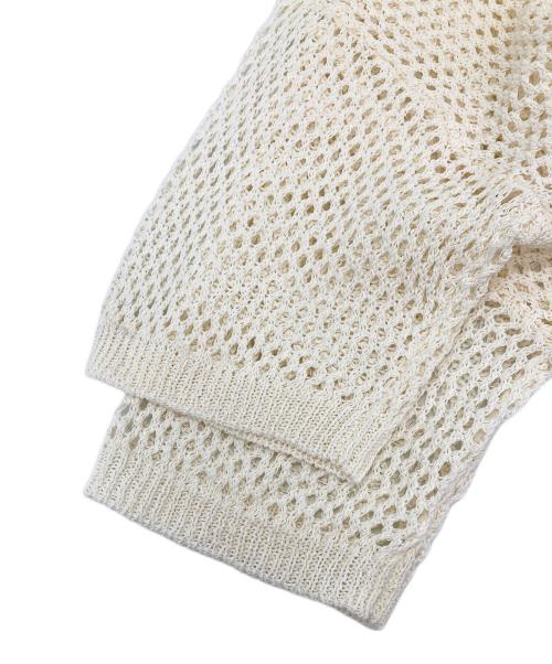 Omekashi（オメカシ）Omekashi (オメカシ) 襟付きメッシュヘンリーニット ホワイト サイズ:Fの古着・服飾アイテム