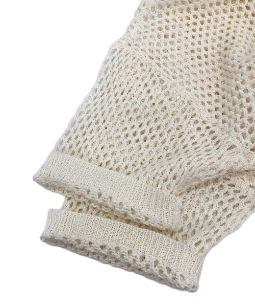 Omekashi（オメカシ）Omekashi (オメカシ) 襟付きメッシュヘンリーニット ホワイト サイズ:Fの古着・服飾アイテム