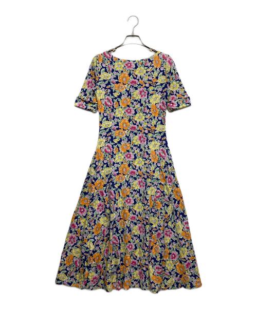 LAUREN RALPH LAUREN（ローレンラルフローレン）LAUREN RALPH LAUREN (ローレンラルフローレン) 花柄半袖ワンピース マルチカラー サイズ:XSの古着・服飾アイテム