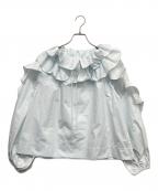 FRAY IDフレイ アイディー）の古着「フリルカラーラッフルブラウス」｜ブルー