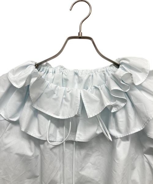 FRAY ID（フレイ アイディー）FRAY ID (フレイ アイディー) フリルカラーラッフルブラウス ブルー サイズ:Ｆの古着・服飾アイテム