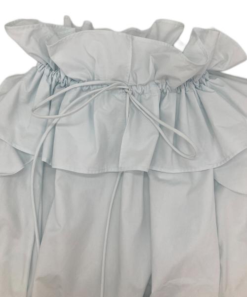 FRAY ID（フレイ アイディー）FRAY ID (フレイ アイディー) フリルカラーラッフルブラウス ブルー サイズ:Ｆの古着・服飾アイテム