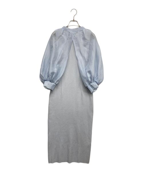 CELFORD（セルフォード）CELFORD (セルフォード) シアーブラウス付きワンピース ブルー サイズ:36の古着・服飾アイテム