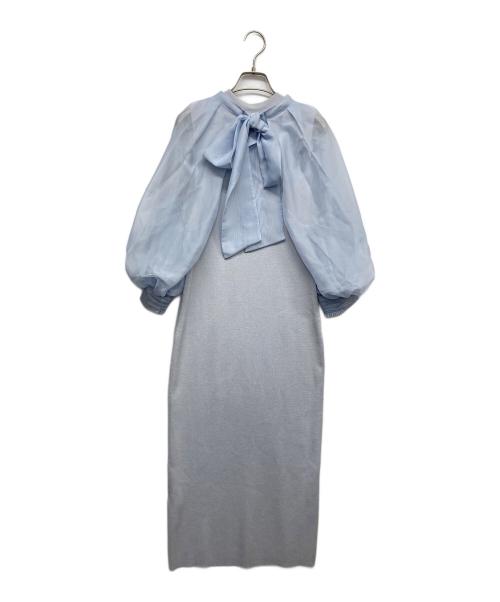 CELFORD（セルフォード）CELFORD (セルフォード) シアーブラウス付きワンピース ブルー サイズ:36の古着・服飾アイテム