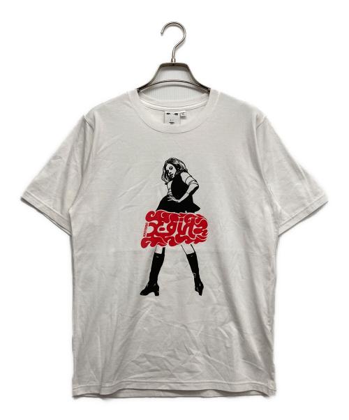 X-GIRL（エックスガール）X-GIRL (エックスガール) Hysteric Glamour (ヒステリックグラマー) FLARE LOGO S/S TEE ホワイト サイズ:Sの古着・服飾アイテム