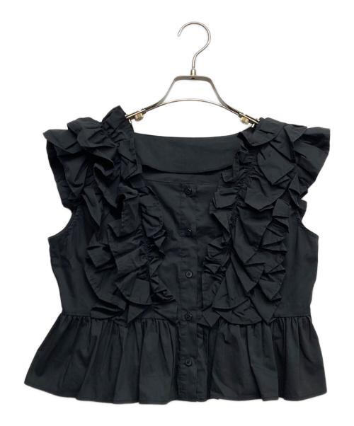 Adam et Rope（アダム エ ロペ）Adam et Rope (アダム エ ロペ) ペタルフリルブラウス ブラック サイズ:Fの古着・服飾アイテム