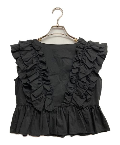 Adam et Rope（アダム エ ロペ）Adam et Rope (アダム エ ロペ) ペタルフリルブラウス ブラック サイズ:Fの古着・服飾アイテム