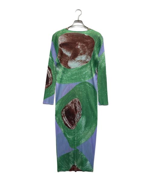 PLEATS PLEASE（プリーツプリーズ）PLEATS PLEASE (プリーツプリーズ) プリーツ長袖ワンピース グリーン サイズ:3の古着・服飾アイテム