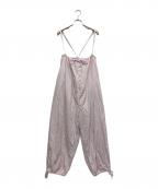 nest Robeネストローブ）の古着「コットンストライプバルーンサロペット」｜ピンク