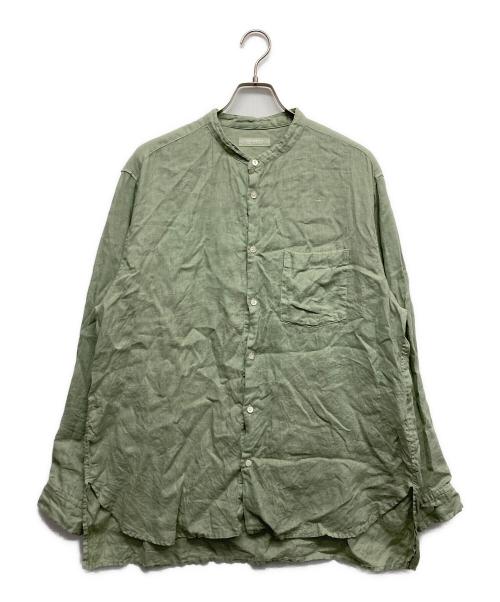 confect（コンフェクト）CONFECT (コンフェクト) 60リネン バンドカラーシャツ グリーン サイズ:5の古着・服飾アイテム