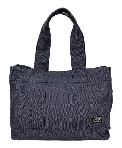 PORTER（ポーター）PORTER (ポーター) キャンバスハンドバッグ ネイビーの古着・服飾アイテム