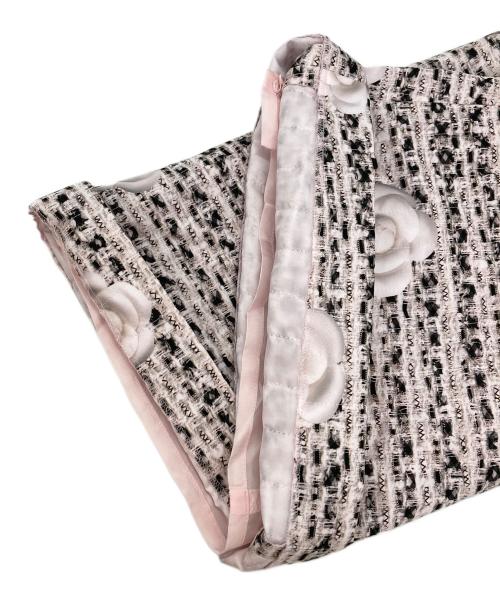 M'S GRACY（エムズグレイシー）M'S GRACY (エムズグレイシー) カメリア転写ツイードプリントスカート ピンク サイズ:38の古着・服飾アイテム