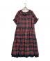 PINK HOUSE（ピンクハウス）の古着「裾ピコフリル コットンリネンタータンチェックワンピース」｜レッド