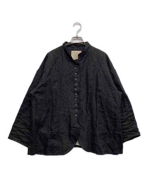 08MAB（ゼロハチマブ）08MAB (ゼロハチマブ) 9番手リネン多釦裏地付きジャケット ブラック サイズ:Fの古着・服飾アイテム