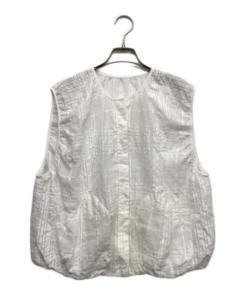 MOGA（モガ）MOGA (モガ) シアーチェックＪＱベスト ホワイト サイズ:2の古着・服飾アイテム