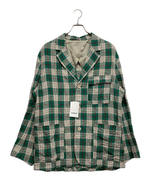 CABAN（キャバン）CABaN (キャバン) リネンブレンドチェック柄テーラードジャケット グリーン サイズ:Lの古着・服飾アイテム