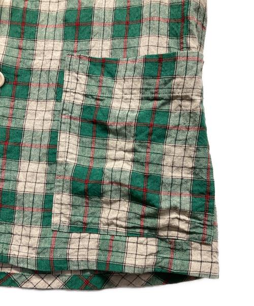 CABAN（キャバン）CABaN (キャバン) リネンブレンドチェック柄テーラードジャケット グリーン サイズ:Lの古着・服飾アイテム
