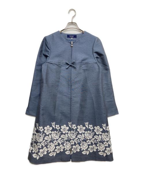 M'S GRACY（エムズグレイシー）M'S GRACY (エムズグレイシー) カメリアジップ フラワーモチーフ ジャガードコート ブルー サイズ:40の古着・服飾アイテム