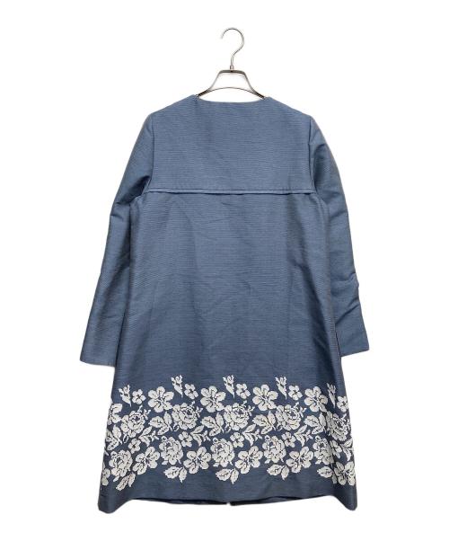 M'S GRACY（エムズグレイシー）M'S GRACY (エムズグレイシー) カメリアジップ フラワーモチーフ ジャガードコート ブルー サイズ:40の古着・服飾アイテム