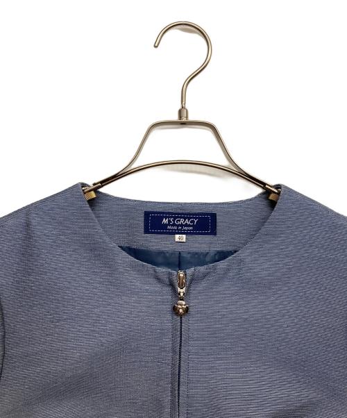 M'S GRACY（エムズグレイシー）M'S GRACY (エムズグレイシー) カメリアジップ フラワーモチーフ ジャガードコート ブルー サイズ:40の古着・服飾アイテム