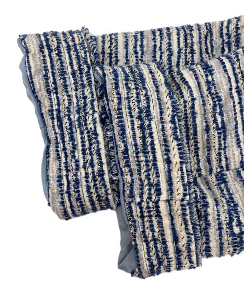 TO BE CHIC（トゥービーシック）TO BE CHIC (トゥービーシック) ノーカラーツイードジャケット ブルー サイズ:42の古着・服飾アイテム