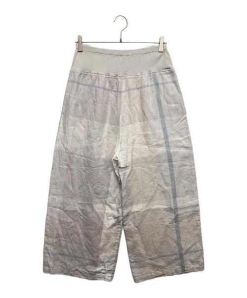 BEARDSLEY（ビアズリー）BEARDSLEY (ビアズリー) ガリャルダガランテ リネンビッグチェックウエストリブパンツ ホワイト サイズ:2の古着・服飾アイテム