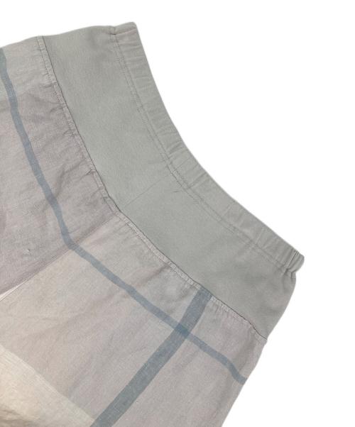 BEARDSLEY（ビアズリー）BEARDSLEY (ビアズリー) ガリャルダガランテ リネンビッグチェックウエストリブパンツ ホワイト サイズ:2の古着・服飾アイテム