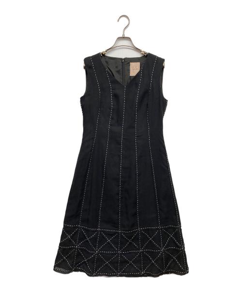 Sybilla（シビラ）Sybilla (シビラ) 刺繍ノースリーブ・キャミソールワンピース ブラック サイズ:Lの古着・服飾アイテム