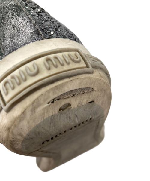 MIU MIU（ミュウミュウ）MIU MIU (ミュウミュウ) グリッターメタルトゥスニーカー シルバー サイズ:36 1/2の古着・服飾アイテム