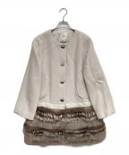 LANVIN en Bleuランバンオンブルー）の古着「ファー切替ノーカラーコート」｜ベージュ