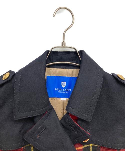 BLUE LABEL CRESTBRIDGE（ブルーレーベルクレストブリッジ）BLUE LABEL CRESTBRIDGE (ブルーレーベルクレストブリッジ) ウールトレンチコート ブラック×レッド サイズ:38の古着・服飾アイテム