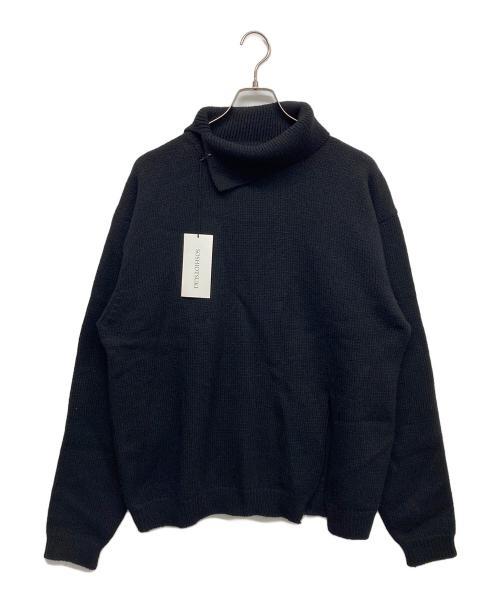 SOSHIOTSUKI（ソウシ オオツキ）SOSHIOTSUKI (ソウシ オオツキ) エルボーパッチスリットニット ブラック サイズ:Fの古着・服飾アイテム