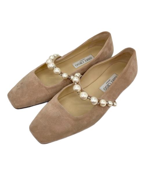 JIMMY CHOO（ジミーチュウ）JIMMY CHOO (ジミーチュウ) スウェードフラットシューズ ベージュ サイズ:38 1/2の古着・服飾アイテム