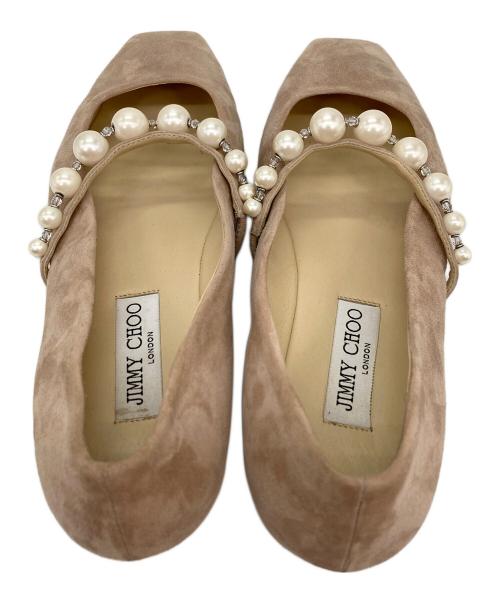 JIMMY CHOO（ジミーチュウ）JIMMY CHOO (ジミーチュウ) スウェードフラットシューズ ベージュ サイズ:38 1/2の古着・服飾アイテム