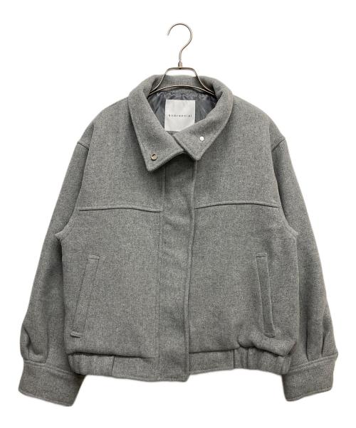 quaranciel（カランシエル）quaranciel (カランシエル) メルトン スタンドカラー ジップ ブルゾン コート グレー サイズ:ONE SIZEの古着・服飾アイテム