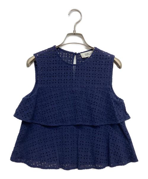DIANE VON FURSTENBERG（ダイアンフォンファステンバーグ）DIANE VON FURSTENBERG (ダイアンフォンファステンバーグ) ノースリーブブラウス ネイビーの古着・服飾アイテム