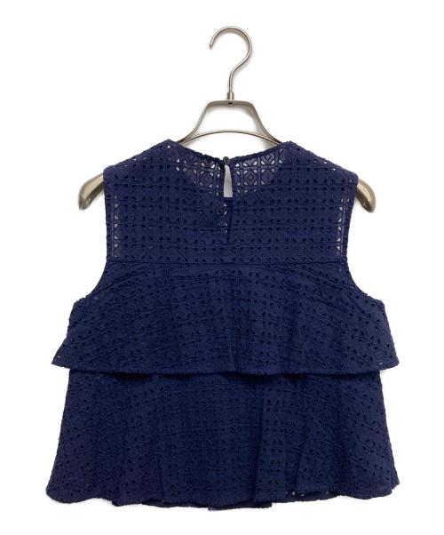 DIANE VON FURSTENBERG（ダイアンフォンファステンバーグ）DIANE VON FURSTENBERG (ダイアンフォンファステンバーグ) ノースリーブブラウス ネイビーの古着・服飾アイテム