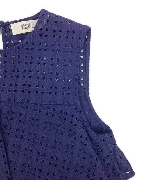 DIANE VON FURSTENBERG（ダイアンフォンファステンバーグ）DIANE VON FURSTENBERG (ダイアンフォンファステンバーグ) ノースリーブブラウス ネイビーの古着・服飾アイテム