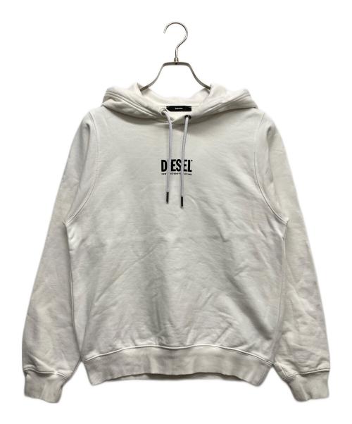 DIESEL（ディーゼル）DIESEL (ディーゼル) ロゴプリントフーディー ホワイト サイズ:XSの古着・服飾アイテム