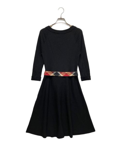 BLUE LABEL CRESTBRIDGE（ブルーレーベルクレストブリッジ）BLUE LABEL CRESTBRIDGE (ブルーレーベルクレストブリッジ) ニットワンピース ブラック サイズ:38の古着・服飾アイテム