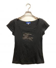 BURBERRY BLUE LABEL（バーバリー ブルー レーベル）の古着「ストーンロゴTシャツ」｜ブラック