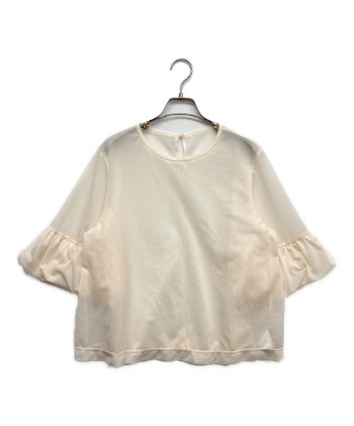 TIARA（ティアラ）TIARA (ティアラ) フリルトリミングチュールブラウス ベージュ サイズ:無しの古着・服飾アイテム