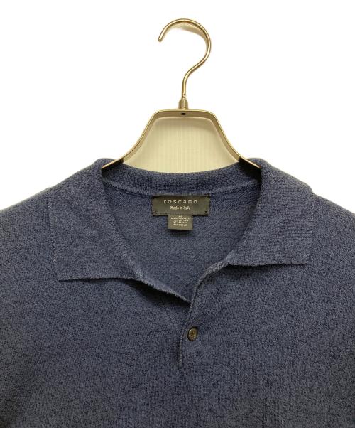 toscano（トスカーノ）TOSCANO (トスカーノ) ニットポロシャツ ブルー サイズ:Mの古着・服飾アイテム